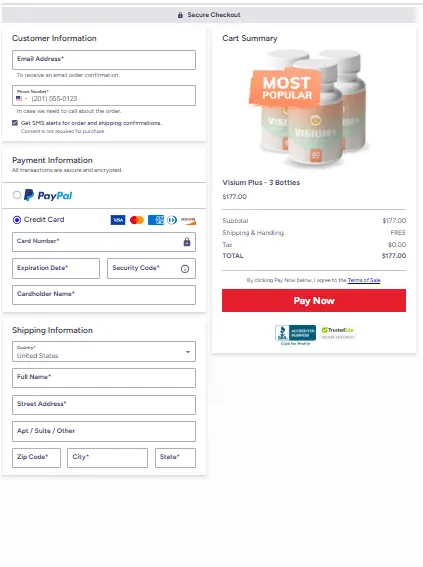 Visium Plus order page